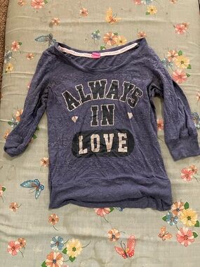 Hard Candy Navy Blue 'Always in Love' Long-Sleeve Graphic Top
